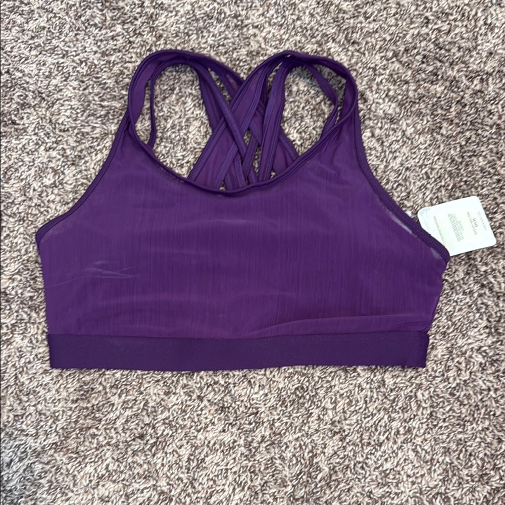 Fabletics Purple Racerback Sports Bra with Crisscross Straps